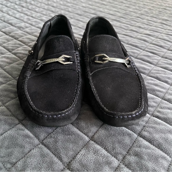 HUGO BOSS Penny Loafers Men 7 Shoes Black Suede - Picture 3 of 15
